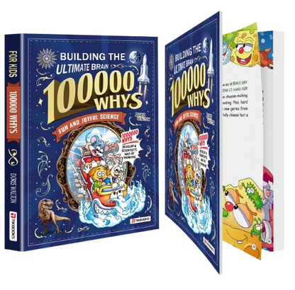 100,000 Whys STEM learning book opened with inside pages